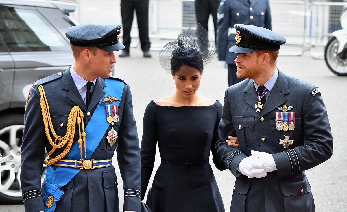 Prince William, Prince Harry, and Meghan Markle, who a body language expert says took disagreements between the brothers seriously, attend events to mark the centenary of the RAF