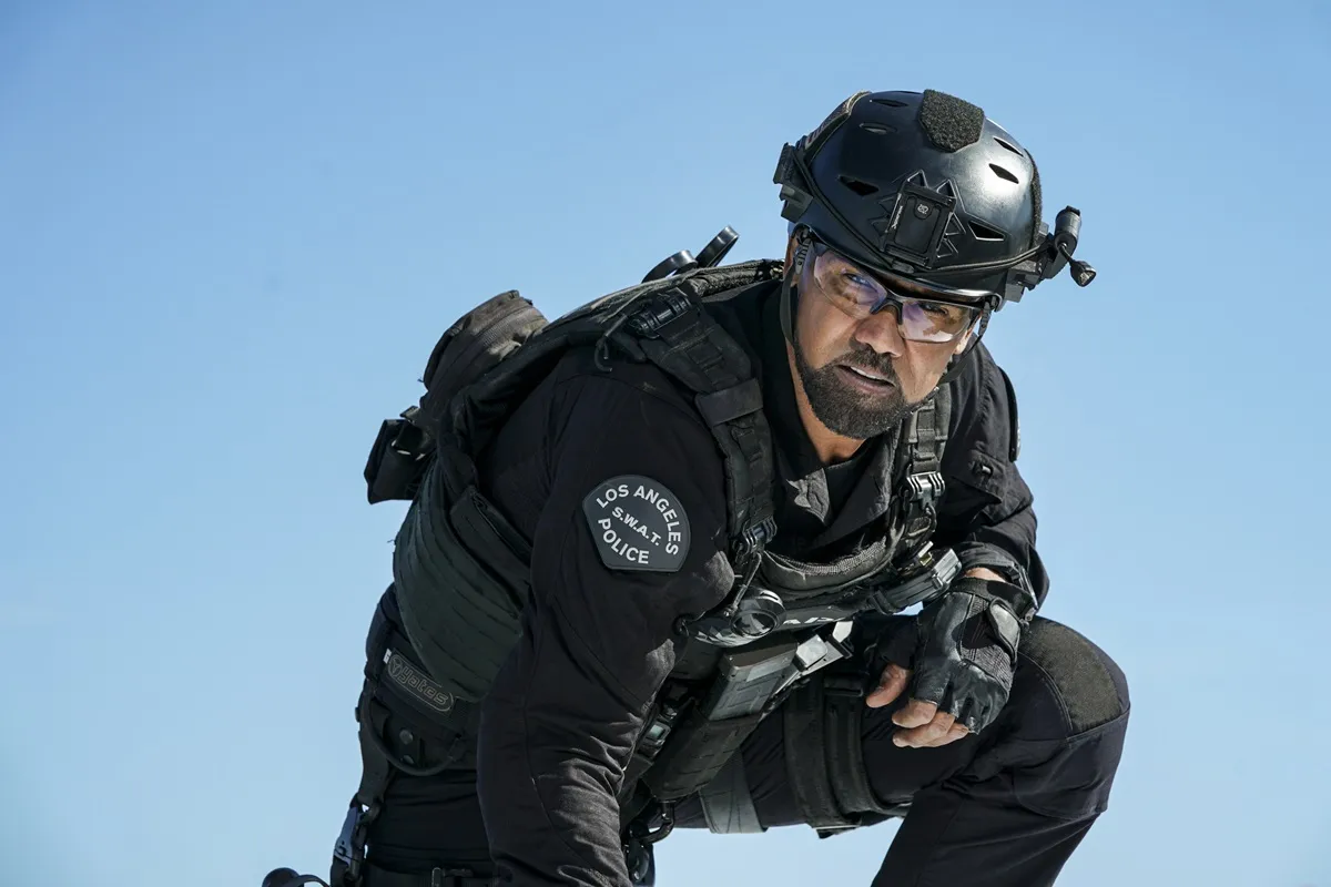 Shemar Moore posing as his character Hondo in the TV show 'S.W.A.T.'.